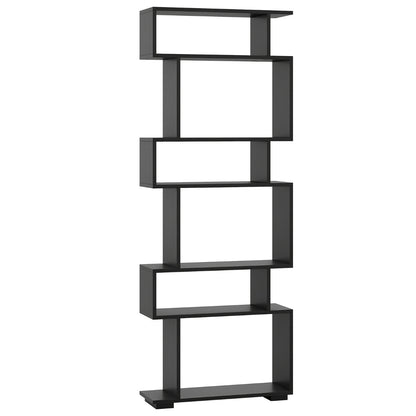 6-Tier Bookshelf with 2 Anti-Tipping Kits for Home Office-Black