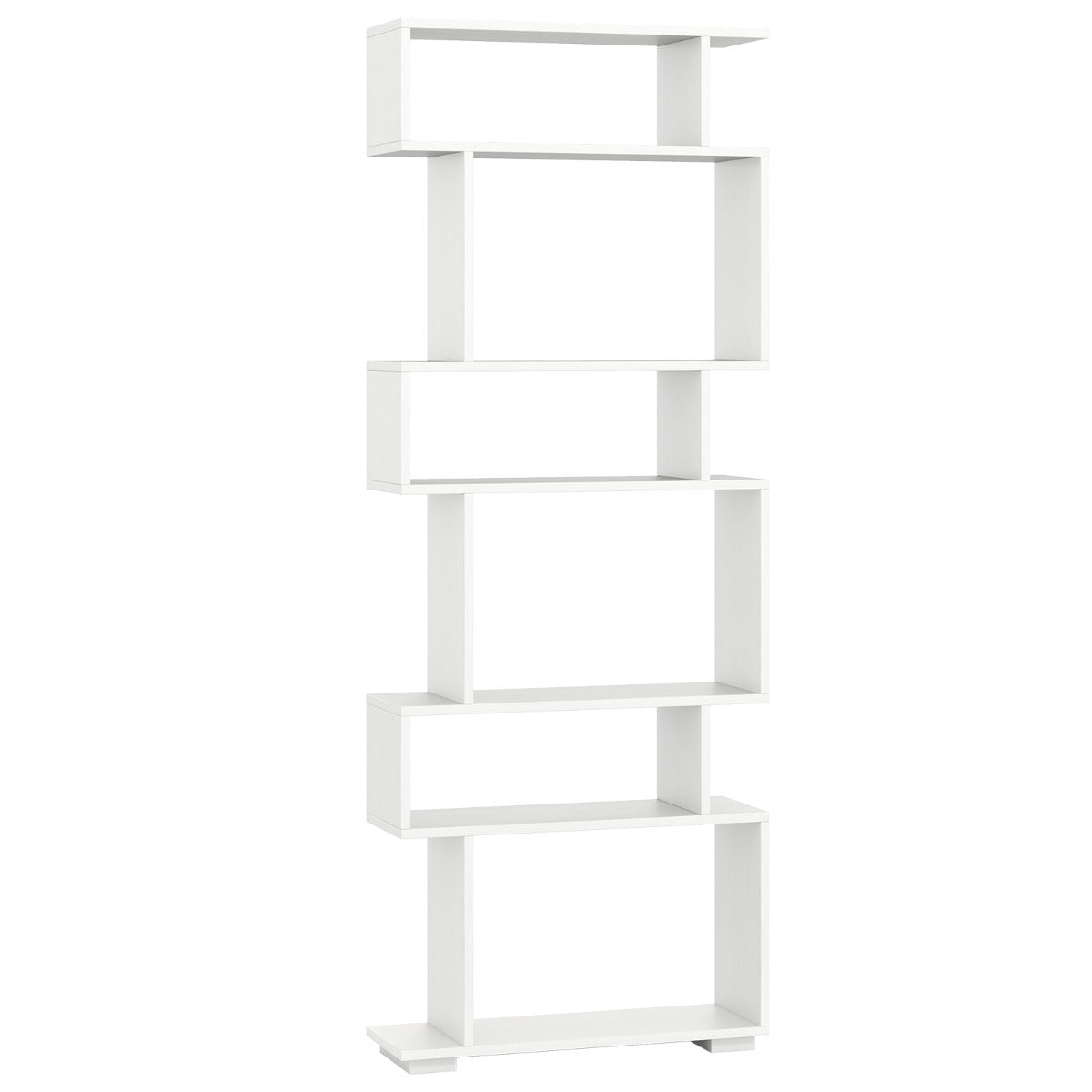 6-Tier Bookshelf with 2 Anti-Tipping Kits for Home Office-White