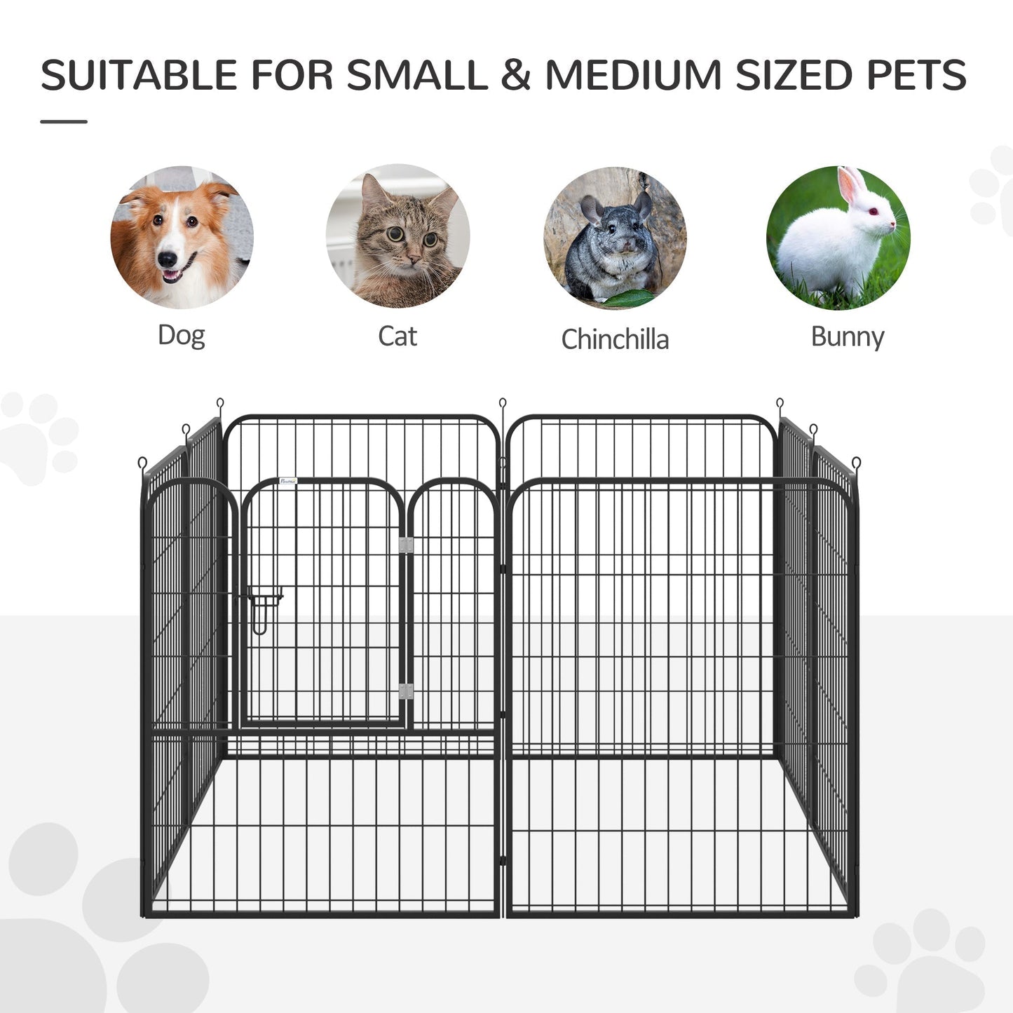 PawHut 4 Sizes Dog Pens Pet Puppy PlayPen Rabbit Puppy Cage Folding Run Fence Garden Metal Hutch