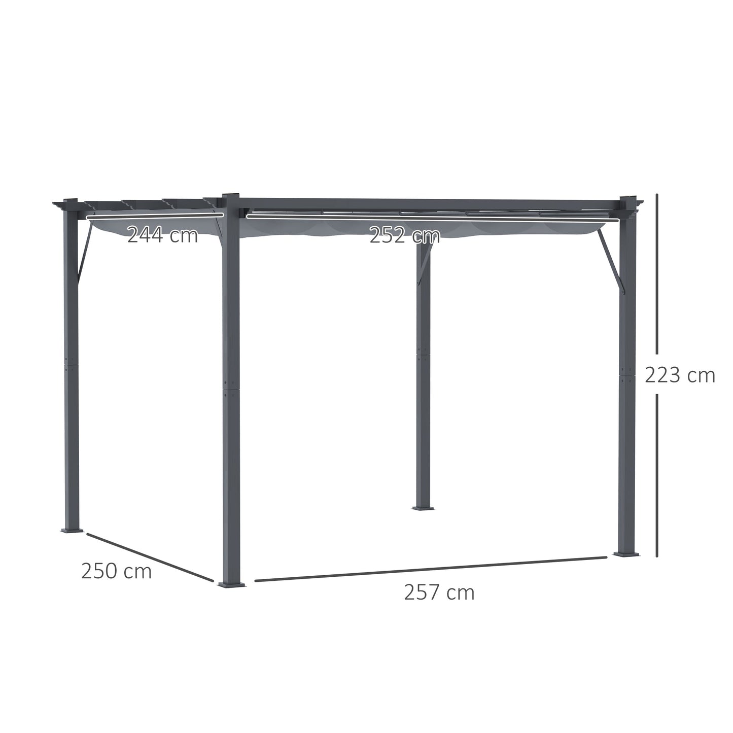 Altana aluminiowa Outsunny 3 x 3 m z rozsuwanym dachem - szara