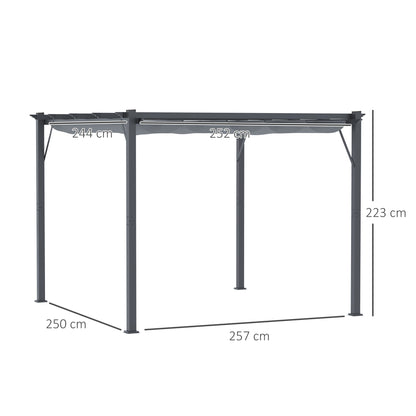 Altana aluminiowa Outsunny 3 x 3 m z rozsuwanym dachem - szara