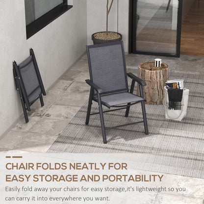 Outsunny Set of Two Folding Garden Chairs - Dark Grey
