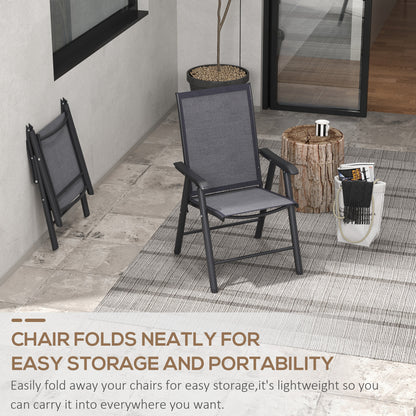 Outsunny Set of Two Folding Garden Chairs - Dark Grey