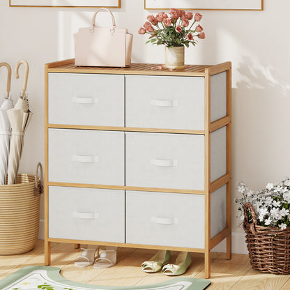 6-Drawer Dresser with 6 Foldable Fabric Drawers -Natural