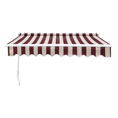 Retractable Patio Awning - Manual Shelter - Red & White