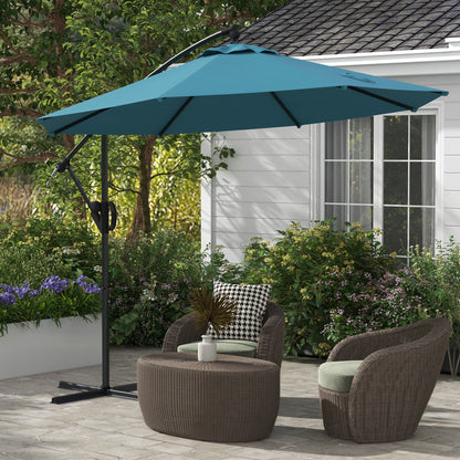 Parasol Outsunny 3m Offset Cantilever z podstawą krzyżową - niebieski
