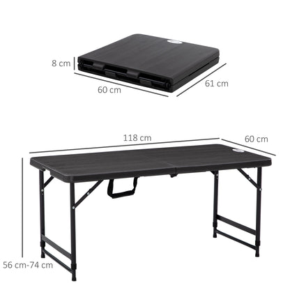 Outsunny Foldable Patio Dining Table for 4, Height Adjustable Outdoor Table for Garden, Lawn, Dark Grey