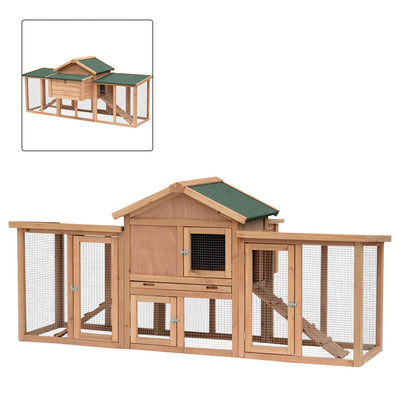 PawHut Wooden Chicken Coop Backyard Hen Cage House Poultry w/ Nesting Box Run