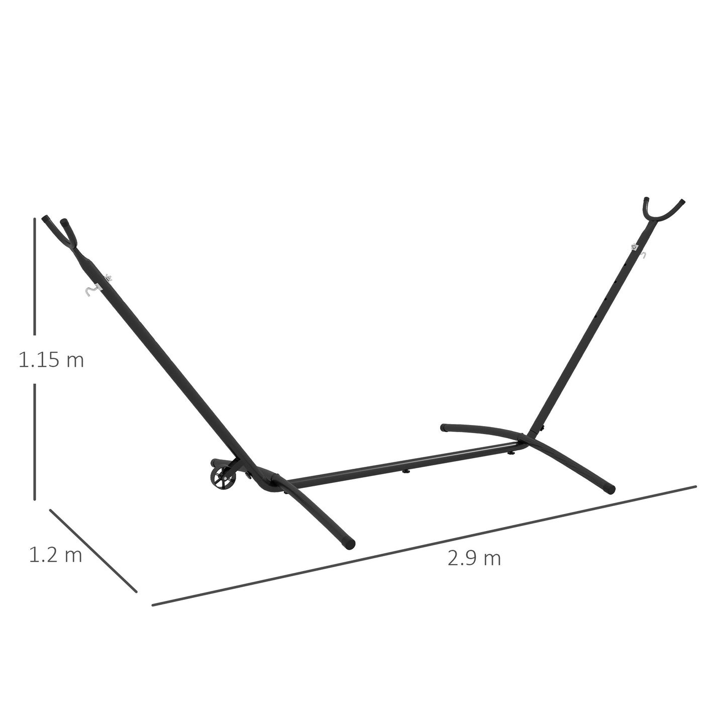 حامل أرجوحة Outsunny بطول 9.5 قدم، أرجوحة محمولة بعجلات، حامل شبكة أرجوحة قابل للتعديل مع حقيبة حمل، لنمط السلسلة، على الطراز البرازيلي، على الطراز المسطح، الأراجيح على شكل حبل، أسود