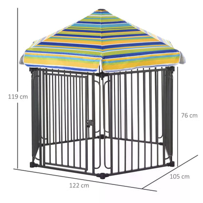 PawHut Outside/Indoor Dog Playpen Crate w/ Locking Door & Metal Frame, 122cm x 105cm