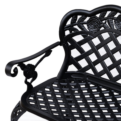 Outsunny Garden Bench, Cast Aluminium, 107Lx58Wx85H cm-Black