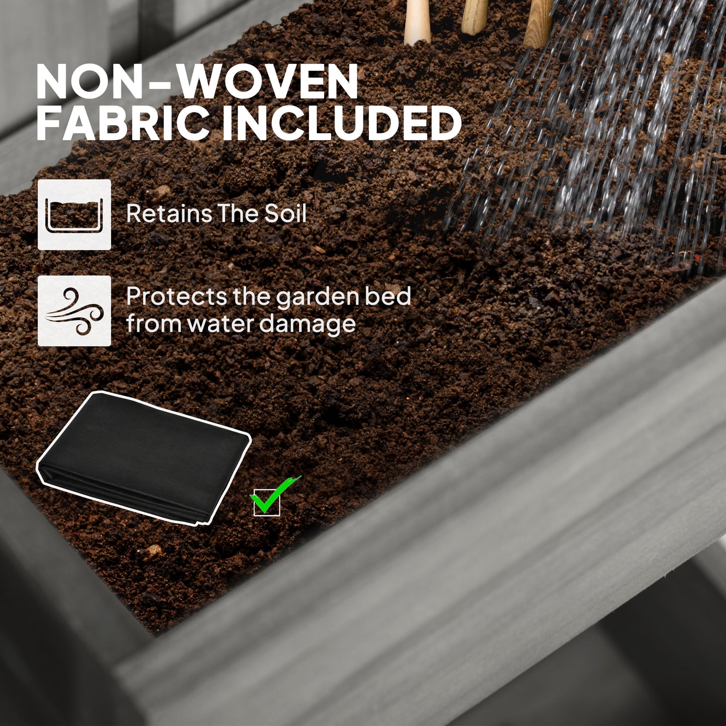 Outsunny Wall-mounted Wooden Garden Planters with Trellis, Drainage Holes and 3 Planter Boxes for Patio, Grey
