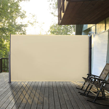 Outsunny Rozwijana markiza przeciwsłoneczna boczna Ekran ogrodzenia Patio Ogród Ściana Balkon Panel ekranowy Zewnętrzna roleta Prywatność Przegroda (3x1,8M, Kremowo-biały)
