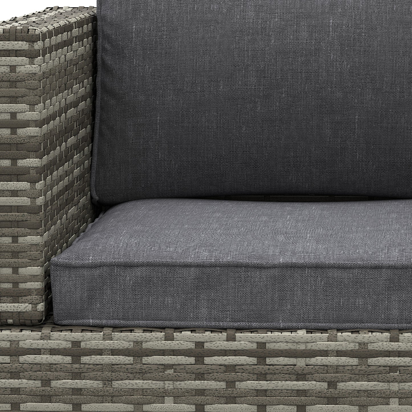Outsunny Jednoosobowa sofa rattanowa z wyściełanymi poduszkami, fotel ogrodowy z plecionej wikliny PE, odporny na warunki atmosferyczne, z podłokietnikami, ciemnoszary