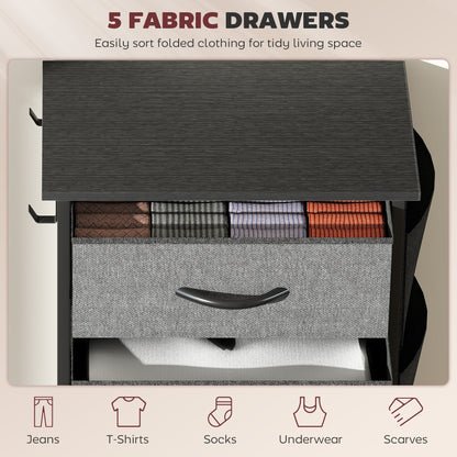 HOMCOM Chest of Five Fabric Drawers - Charcoal Grey