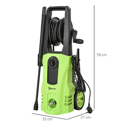 DURHAND 1800W High Pressure Washer, 150 Bar Pressure, 510 L/h Flow, High-Performance Portable Power Washer Jet Wash Cleaner for Garden, Car, Green