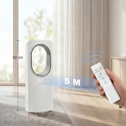 HOMCOM Bladeless Tower Fan for Bedroom, 36dB Standing Cooling Fan with 45Â° Oscillating, 3 Speeds, 3 Modes, 15H Timer, White