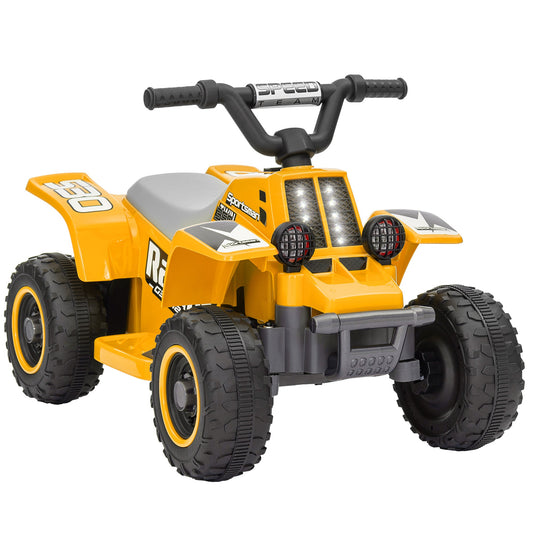 AIYAPLAY 6V Elektryczny Quad dla Dzieci, Jeździk ATV z Przodu Do Tyłu, Reflektory, dla 18-36 Miesięcy, Żółty