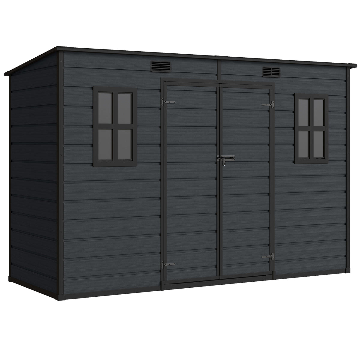 Outsunny Resin Garden Shed in Dark Grey