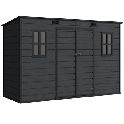 Outsunny Resin Garden Shed in Dark Grey