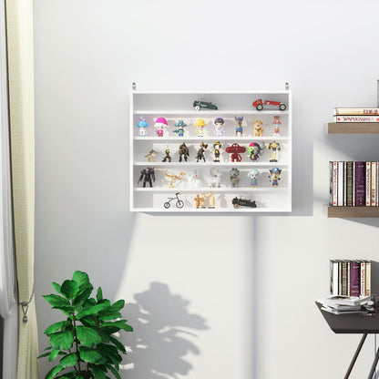 5-Tier Wall Display Shelf Unit Cabinet w/ 4 Adjustable Shelves Glass Doors Home Office Ornaments 60x80cm White