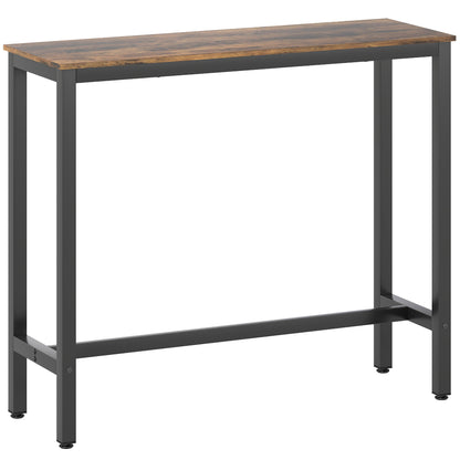 HOMCOM Rectangular Bar Table, Wood Effect Pub Coffee Table for Small Space, Breakfast Dining, Kitchen, Industrial, Rustic Brown