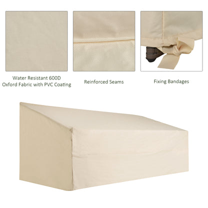 Pokrowiec na meble ogrodowe Outsunny 600D Oxford Cloth, wodoodporny, na sofę 3-osobową, na patio, do użytku na zewnątrz, beżowy, 218 x 111 x 63-101 cm