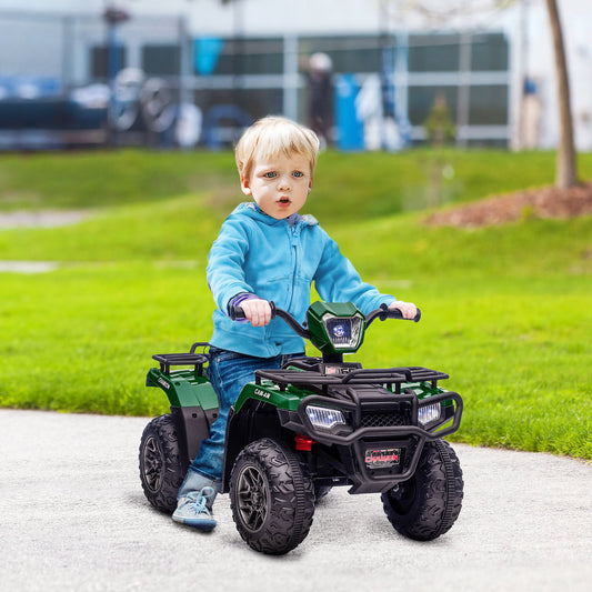 HOMCOM 12V Quad dla dzieci z funkcjami jazdy do przodu i do tyłu, jeździk ATV z muzyką, diodami LED, reflektorami, dla dzieci w wieku 3-5 lat - zielony