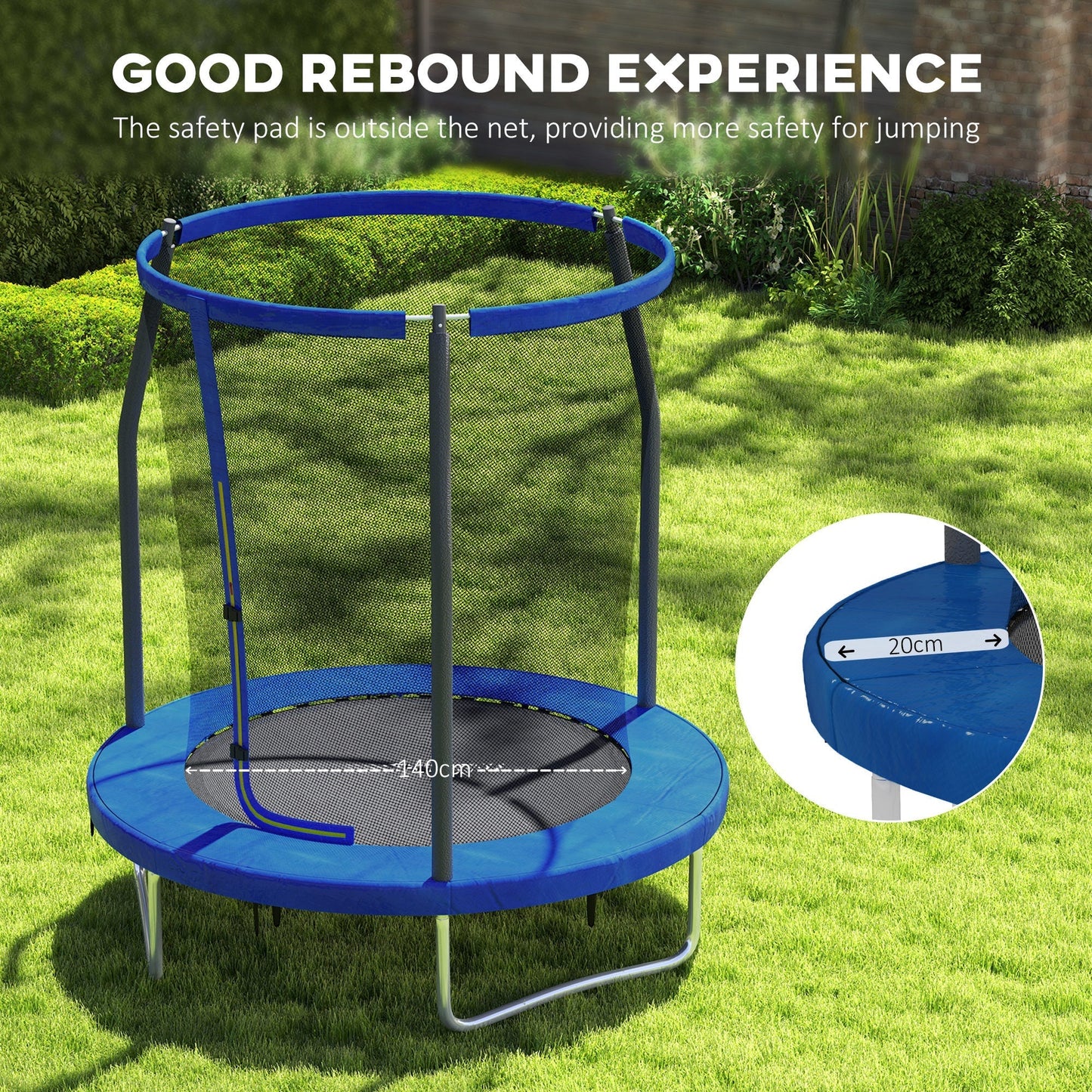 SPORTNOW 6ft Trampoline with Safety Enclosure Net, Steel Frame Outdoor Trampoline, with Edge, Safety Cover
