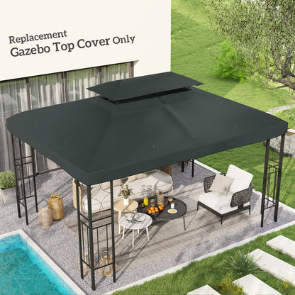 غطاء بديل لمظلة Gazebo مقاس 3 × 4 أمتار من Outsunny، غطاء علوي مكون من طبقتين للسقف ومظلة واقية من الأشعة فوق البنفسجية للحديقة والفناء الخارجي، رمادي فحمي (الغطاء العلوي فقط)