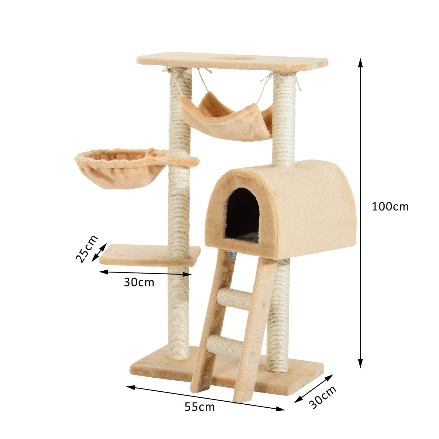 PawHut Cat Tree Kitten Activity Centre Scratch Scratching Scratcher Climber Post Rest Bed Toy 100cm