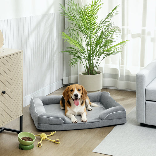 PawHut Dog Sofa Bed, Washable Pet Bed with Removable Cover and Non-Slip Bottom for Cats, Small and Medium Dogs, Grey