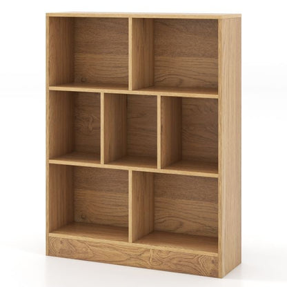 7-Cube Bookshelf with 2 Anti-Tipping Kits for Living Room Bedroom Kid’s Room-Natural