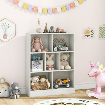 7-Cube Bookshelf with 2 Anti-Tipping Kits for Living Room Bedroom Kid’s Room-White
