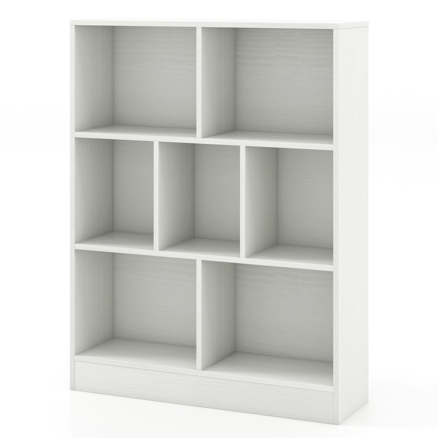 7-Cube Bookshelf with 2 Anti-Tipping Kits for Living Room and Kid’s Room-White
