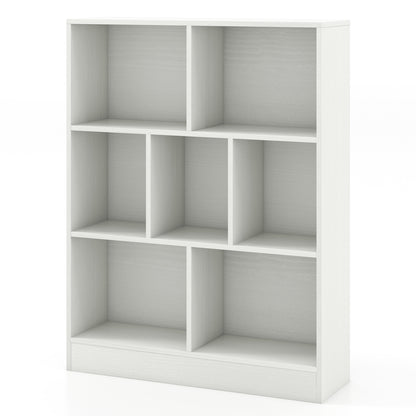 7-Cube Bookshelf with 2 Anti-Tipping Kits for Living Room and Kid’s Room-White