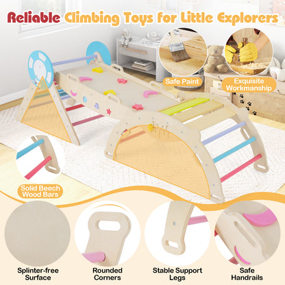 7-in-1 Colorful Montessori Climber Set Toddler Nautical Themed Climbing Set-Colourful