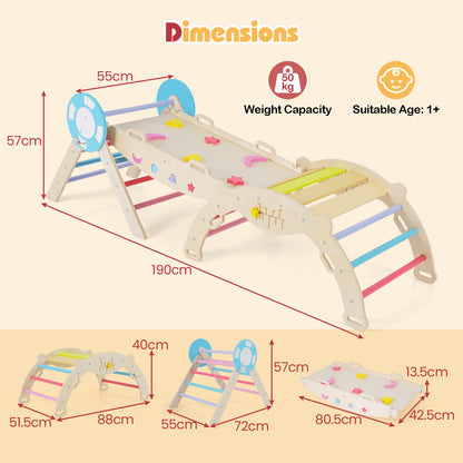 7-in-1 Colorful Montessori Climber Set Toddler Nautical Themed Climbing Set-Colourful