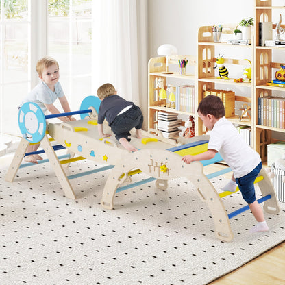 7-in-1 Colorful Montessori Climber Set Toddler Nautical Themed Climbing Set-Macaron