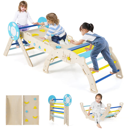 7-in-1 Colorful Montessori Climber Set Toddler Nautical Themed Climbing Set-Macaron