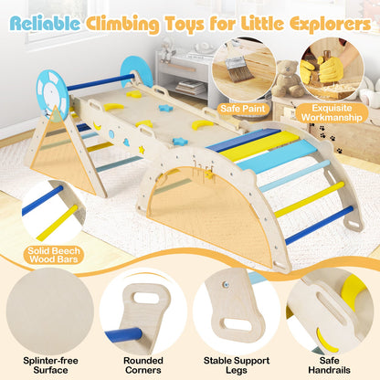 7-in-1 Colorful Montessori Climber Set Toddler Nautical Themed Climbing Set-Macaron