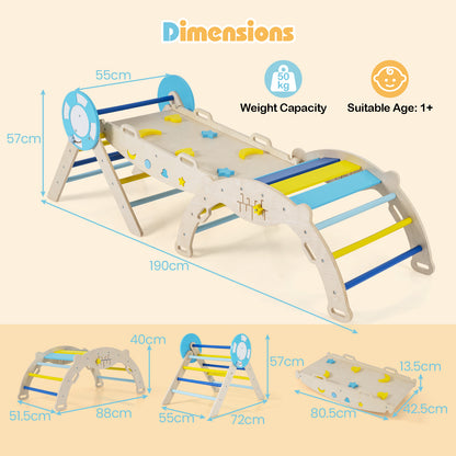 7-in-1 Colorful Montessori Climber Set Toddler Nautical Themed Climbing Set-Macaron
