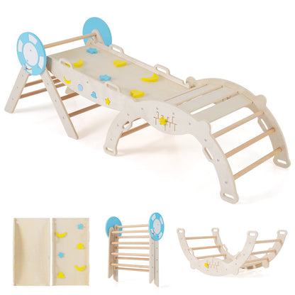 7-in-1 Colorful Montessori Climber Set Toddler Nautical Themed Climbing Set-Natural