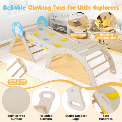 7-in-1 Colorful Montessori Climber Set Toddler Nautical Themed Climbing Set-Natural