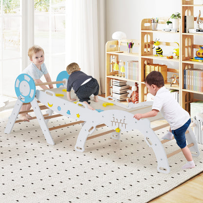7-in-1 Colorful Montessori Climber Set Toddler Nautical Themed Climbing Set-White