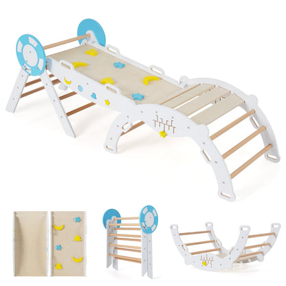 7-in-1 Colorful Montessori Climber Set Toddler Nautical Themed Climbing Set-White
