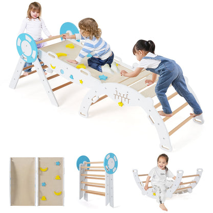 7-in-1 Colorful Montessori Climber Set Toddler Nautical Themed Climbing Set-White
