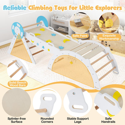 7-in-1 Colorful Montessori Climber Set Toddler Nautical Themed Climbing Set-White