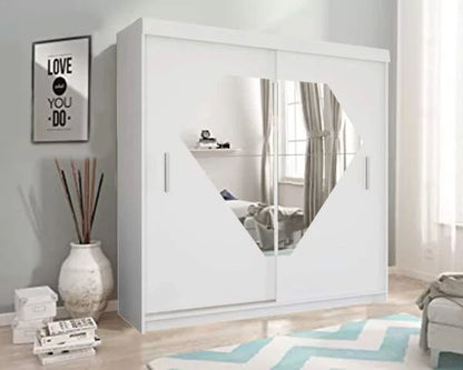 Diamond Sliding Door Wardrobe - White, Black, Grey - 150cm and 203cm