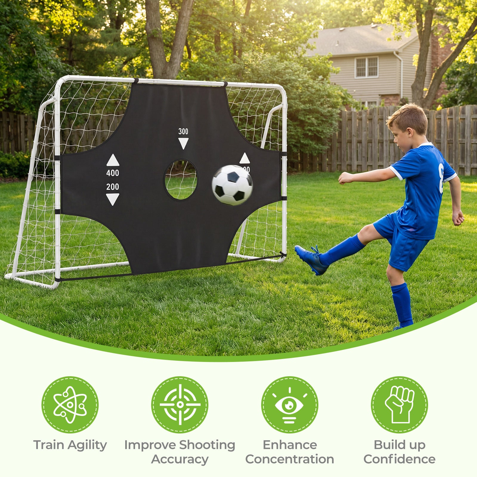 7 x 5 ft Soccer Goal Set for Backyard with Removable Target Cloth